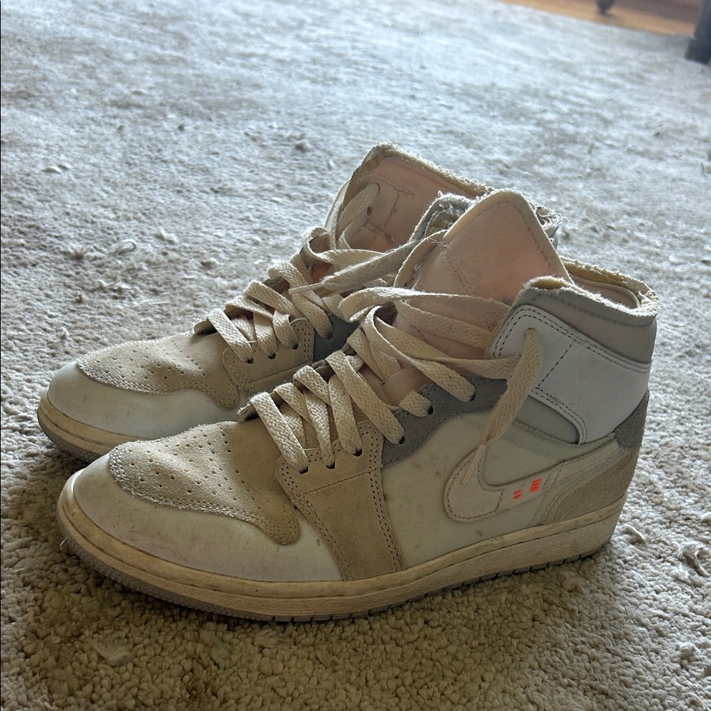 Nike High-Top Sneakers in White and Tan